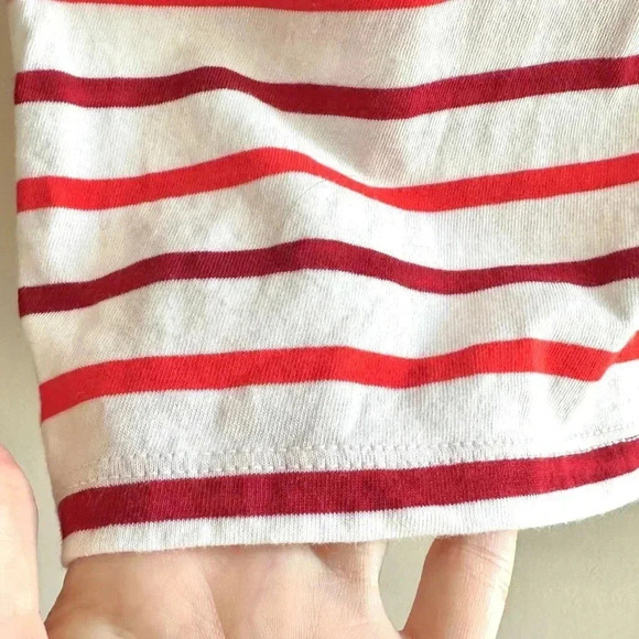 GAP Favorite T-Shirt, Women’s Red Maroon Striped Short Sleeve Shirt, Size Large - Picture 7 of 16